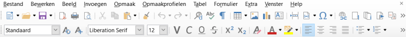 LibreOffice menubalk en werkbladen